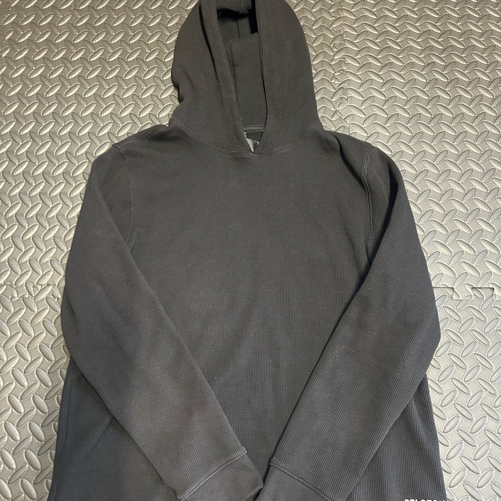 lululemon athletica Black Hooded Waffle-Knit Pullover Sweatshirt